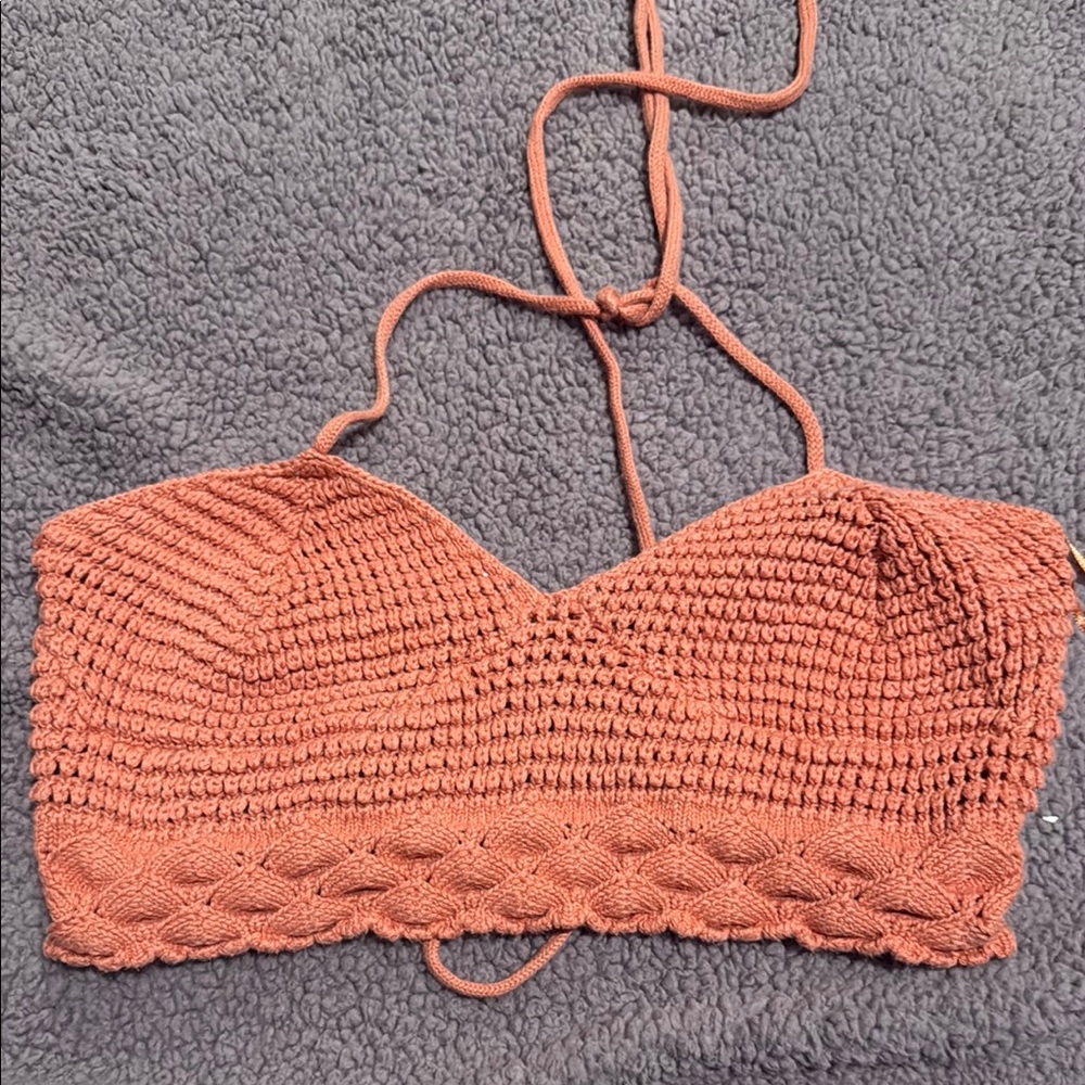 Streetwear Society Rust Crochet Crop Top